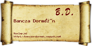 Bancza Dormán névjegykártya